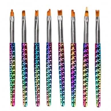 Set of brushes for nail art RAINBOW, 8 pcs. 2