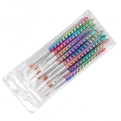 Set of brushes for nail art RAINBOW, 8 pcs. 3