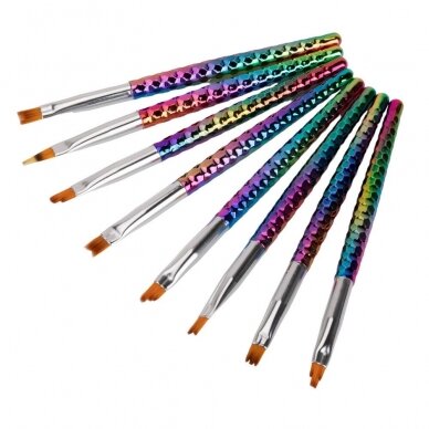 Set of brushes for nail art RAINBOW, 8 pcs.