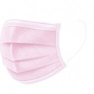 Three-layer disposable mask VELVET NONWOVEN 3-PLY, pink color 50 pcs.