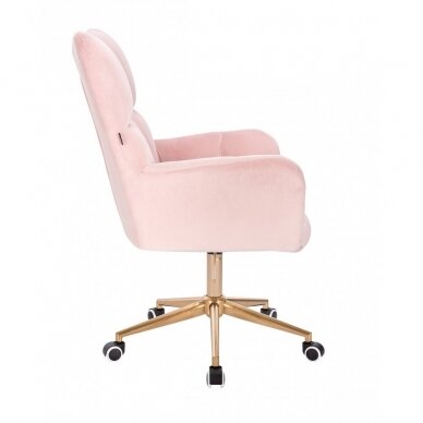 Beauty salon chair with wheels HR650K, pink velor 3