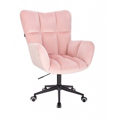 Beauty salon chair with wheels HR650K, pink velor