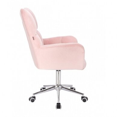 Beauty salon chair with wheels HR650K, pink velor 3