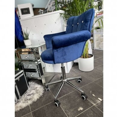 Beauty salon chair with wheels HC804CK, blue velor 6