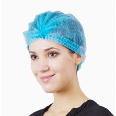 Disposable non-woven caps VELVET, blue color 100 pcs.