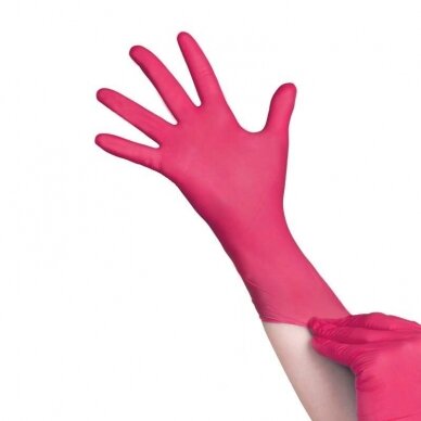 Disposable nitrile gloves, powder free, raspberry color