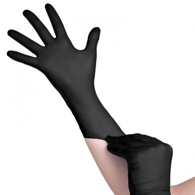 Disposable nitrile gloves powder free, black (S, M, L sizes)