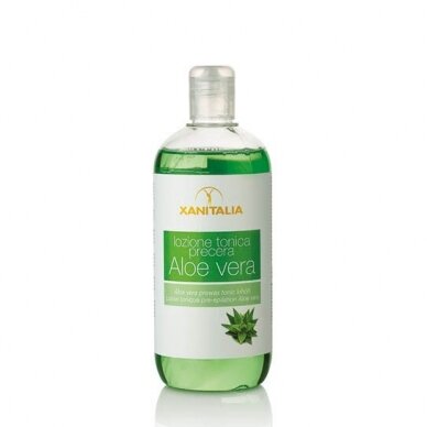 XANITALIA nuriebalinantis ir antiseptinis odos tonikas prieš depiliaciją su alijošiaus sultimis ALOE VERA, 500 ml